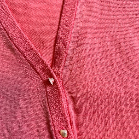J.Crew Pink V-Neck Cardigan Sweater – Lightweight Pearl Button - Picture 6 of 7